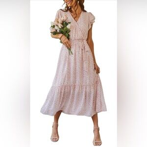 PRETTY GARDEN maxi wrap dress with tie |